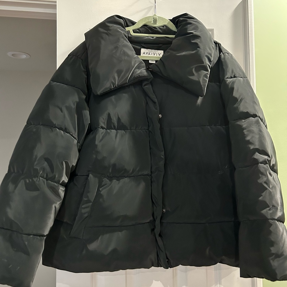 AVA & VIV Black Puffer Jacket (1X)